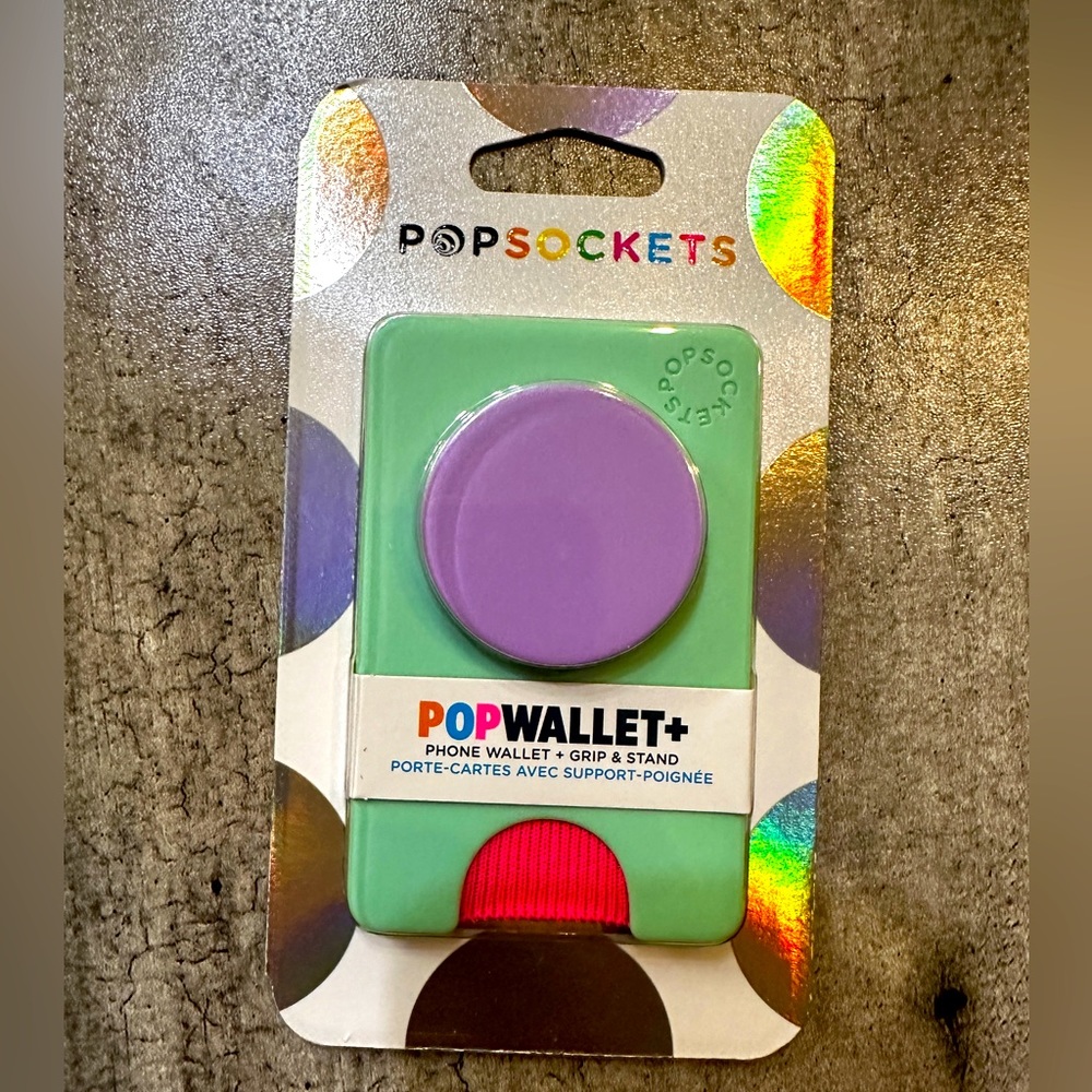 Popsocket wallet - pink, teal and purple